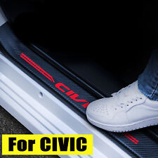 For Honda Civic Carbon Fibre RED Door Sill Scuff Cover Anti Scratch Sticker  picture